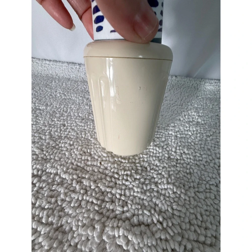 Vintage Plastic Bathroom Cup Dispenser Fluted Cream Almond with Paper Cups‎